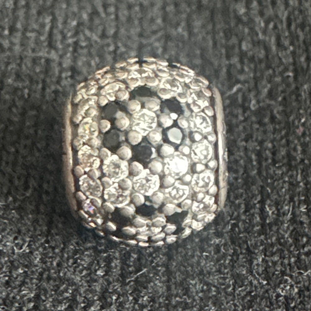 PANDORA ALE STERLING SILVER 925 SHIMMERING BLACK BLOSSOM CHARM BEAD - Picture 4 of 4